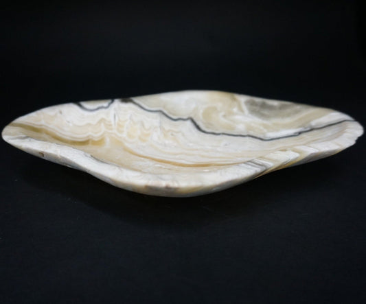 Decorative Calcite Bowl Carved Phantom Calcite Zebra