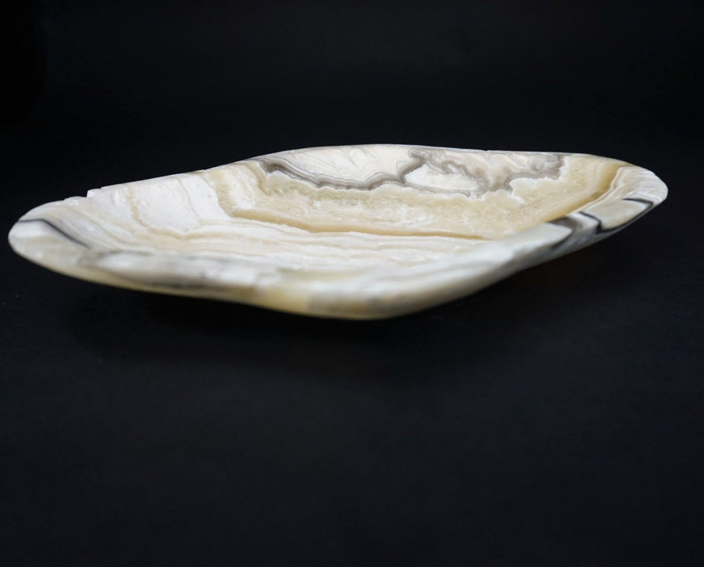 Decorative Calcite Bowl Carved Phantom Calcite Zebra