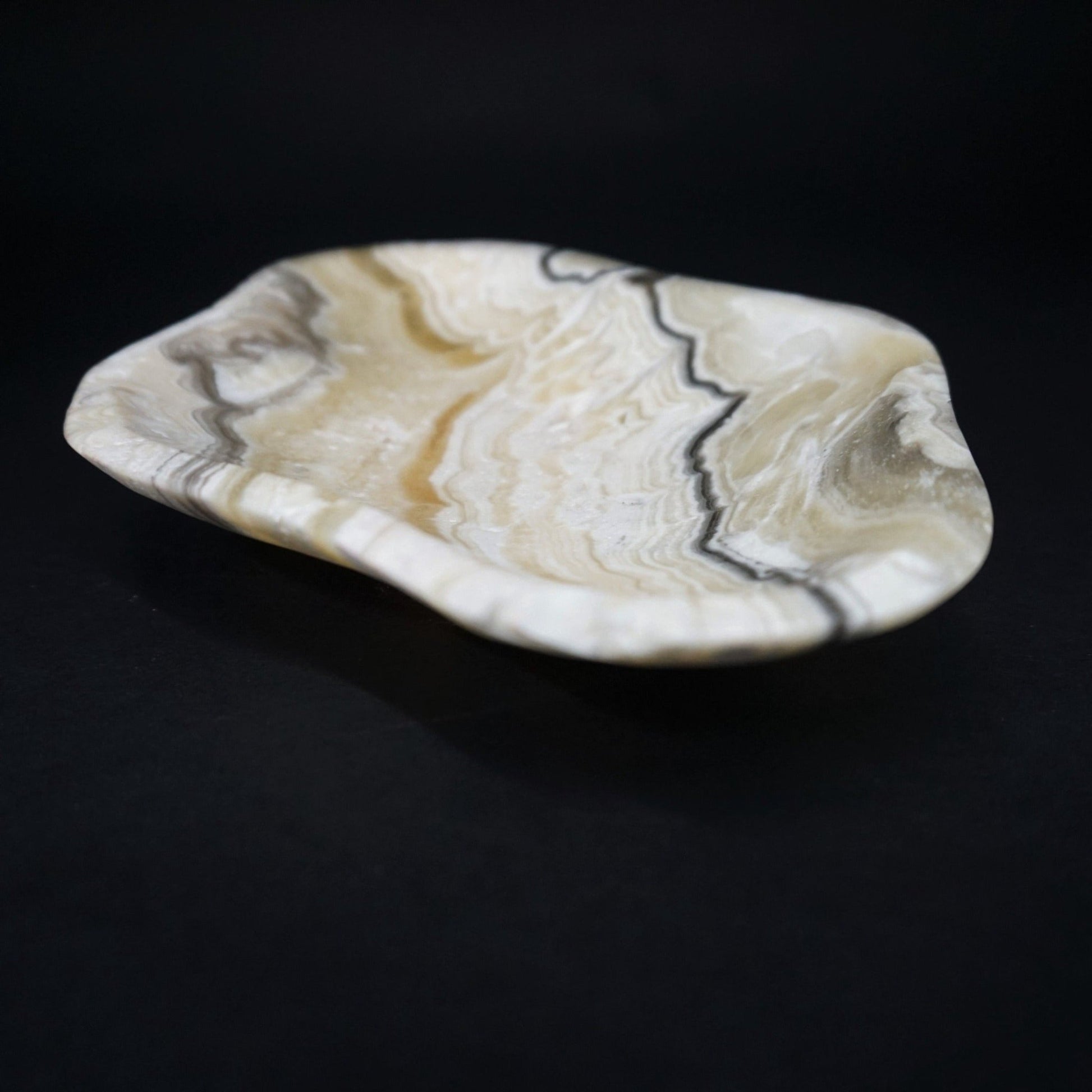 Decorative Calcite Bowl Carved Phantom Calcite Zebra