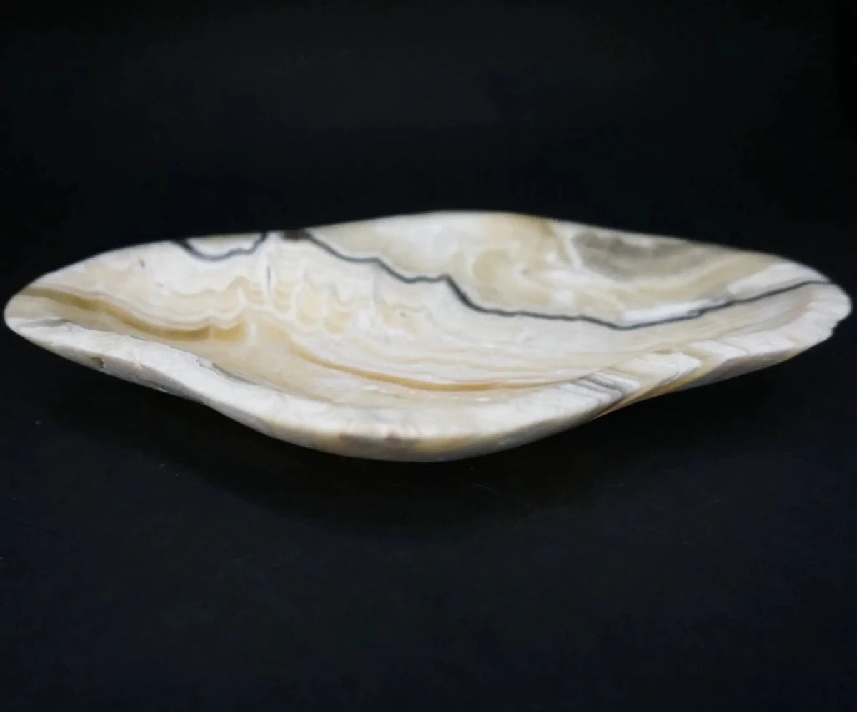 Decorative Calcite Bowl Carved Phantom Calcite Zebra