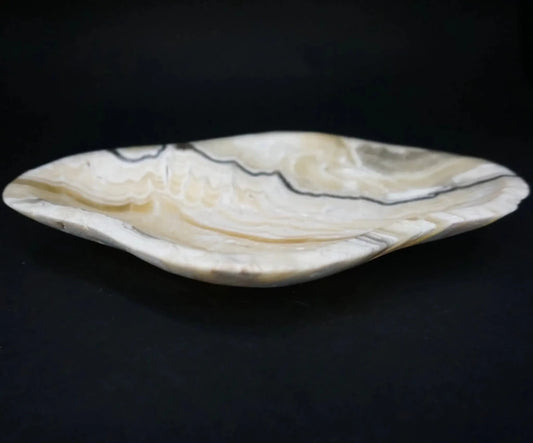Decorative Calcite Bowl Carved Phantom Calcite Zebra