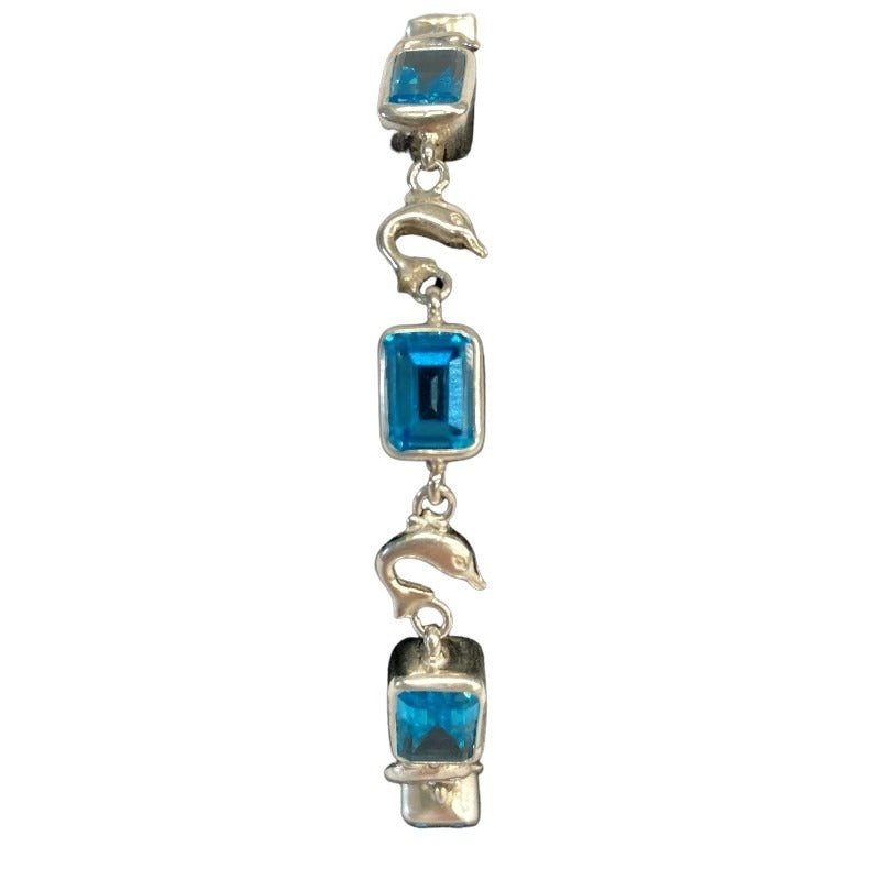 Dolphin Bracelet Sterling Silver Blue Topaz Gemstone