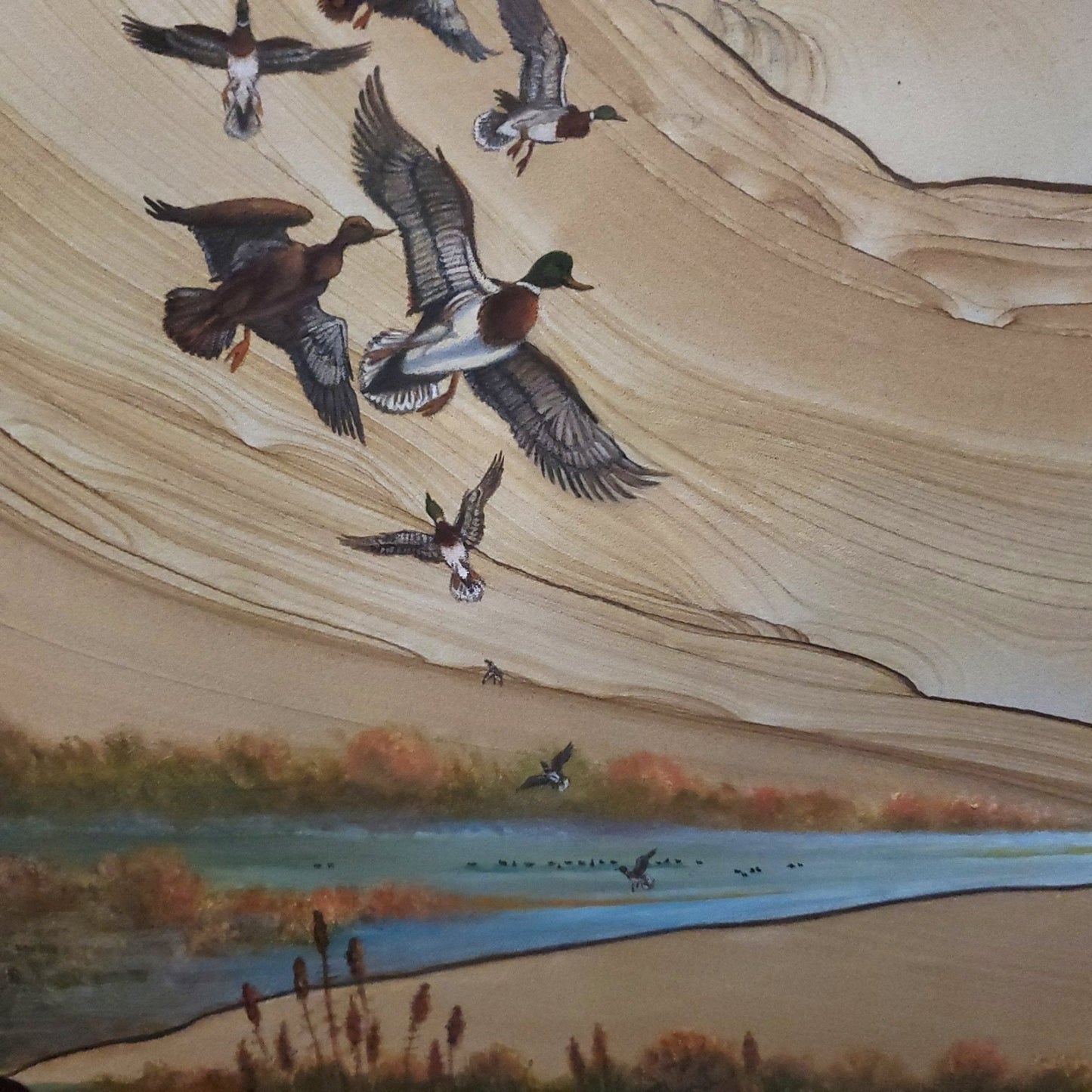 Ducks In Flight Sandstone Wall Art