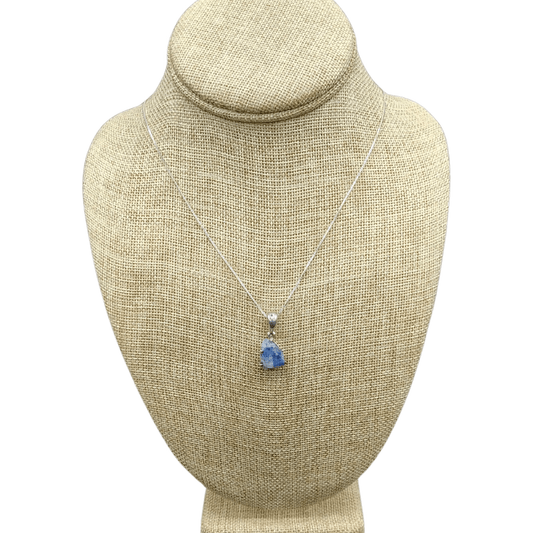 This is the front view of this Dumortierite Pendant On Sterling Silver Box Chain