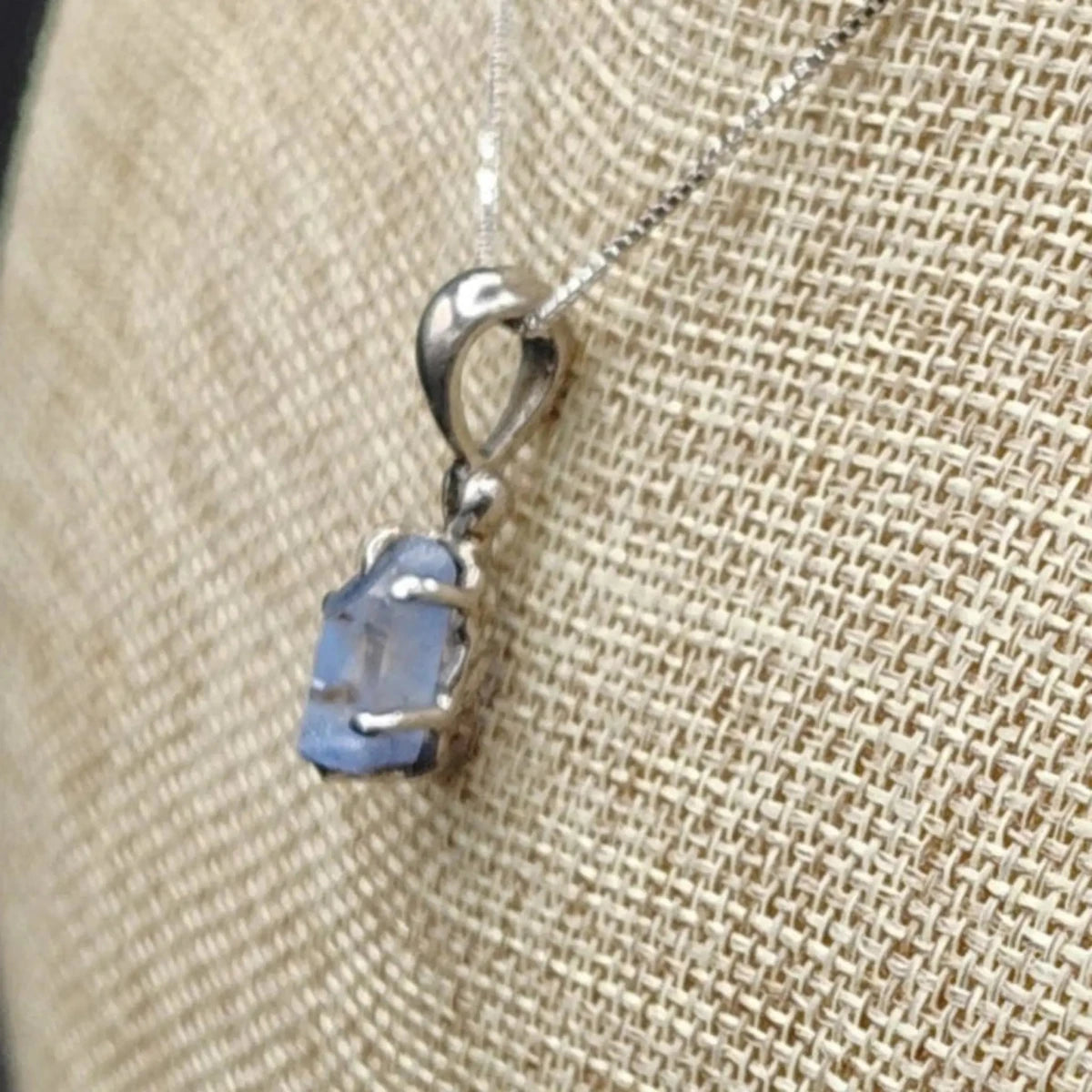 This is the side view of the Dumortierite pendant