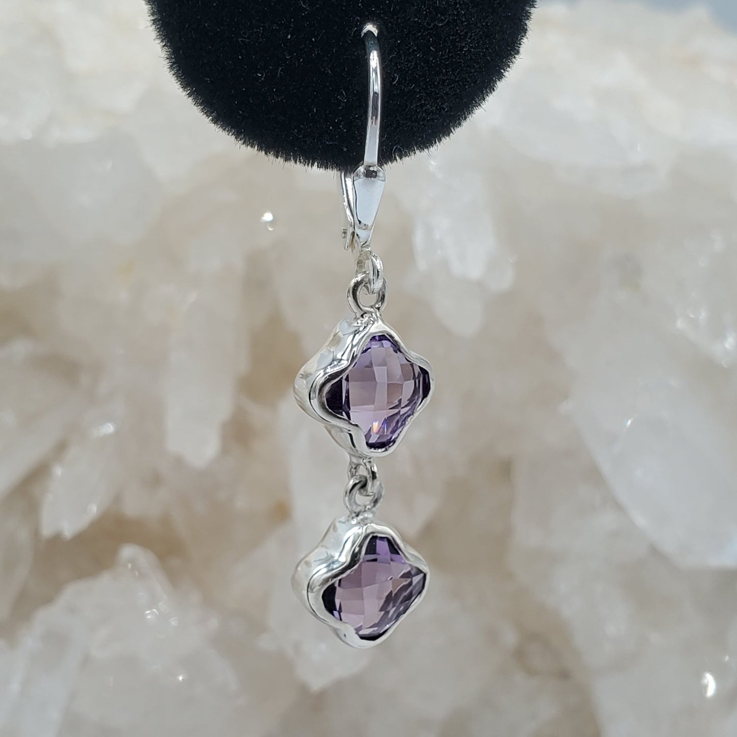 Fine Sterling Silver Amethyst Earrings Jewelry Gift For Her