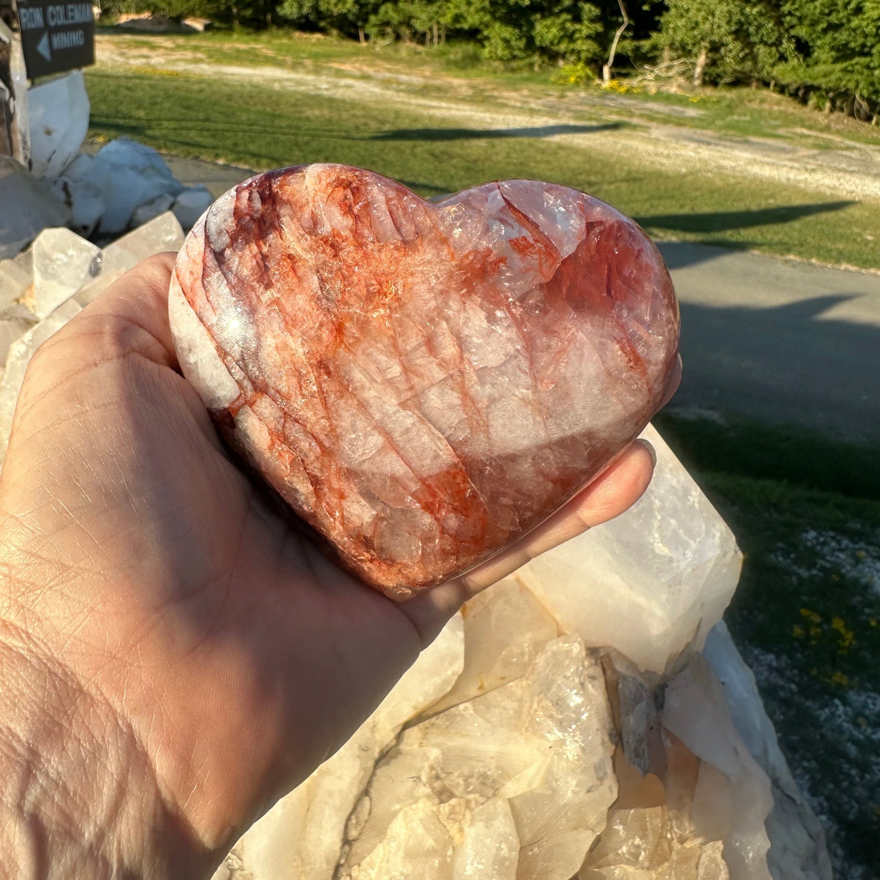 Fire Hematoid Carved Heart 