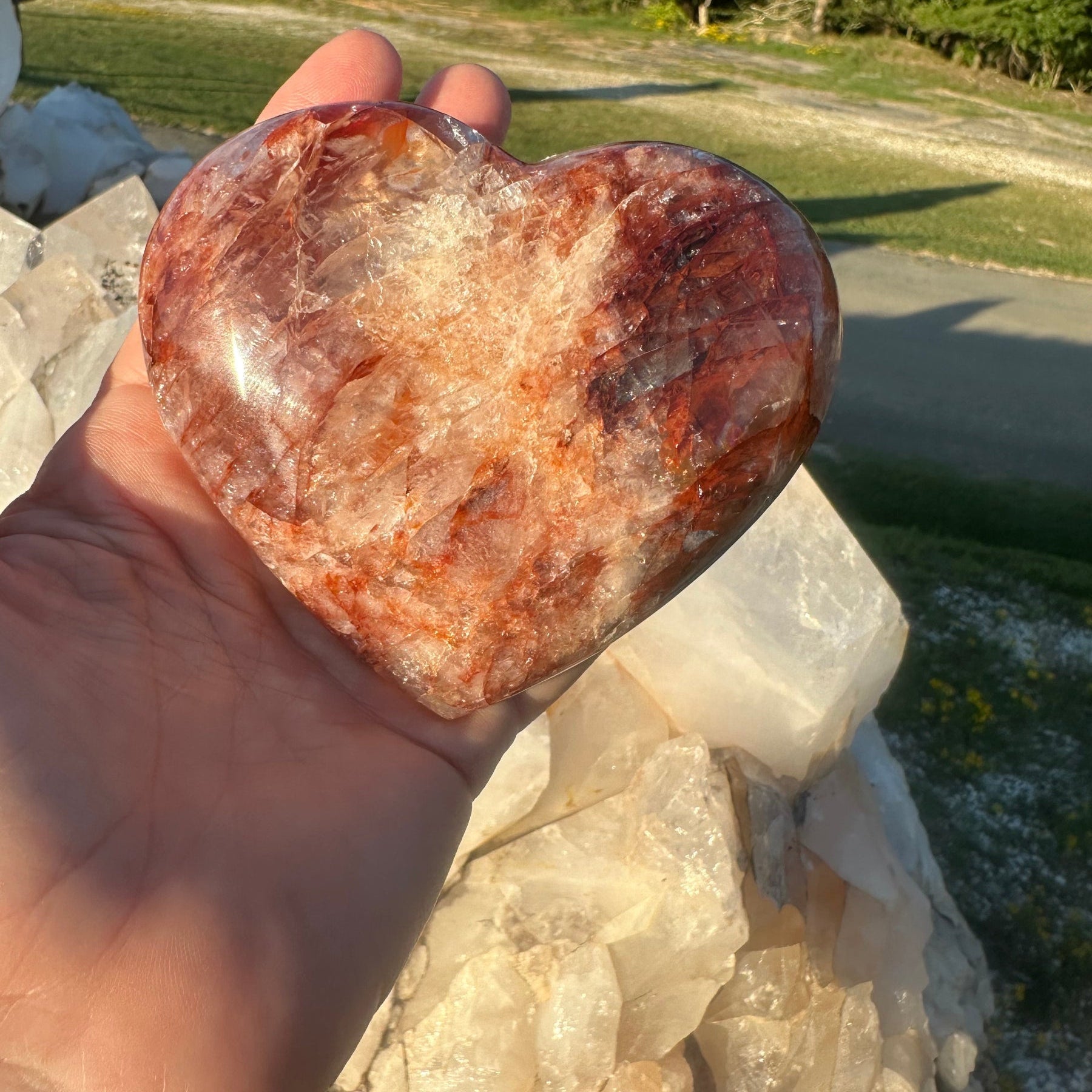Fire Hematoid Quartz Heart