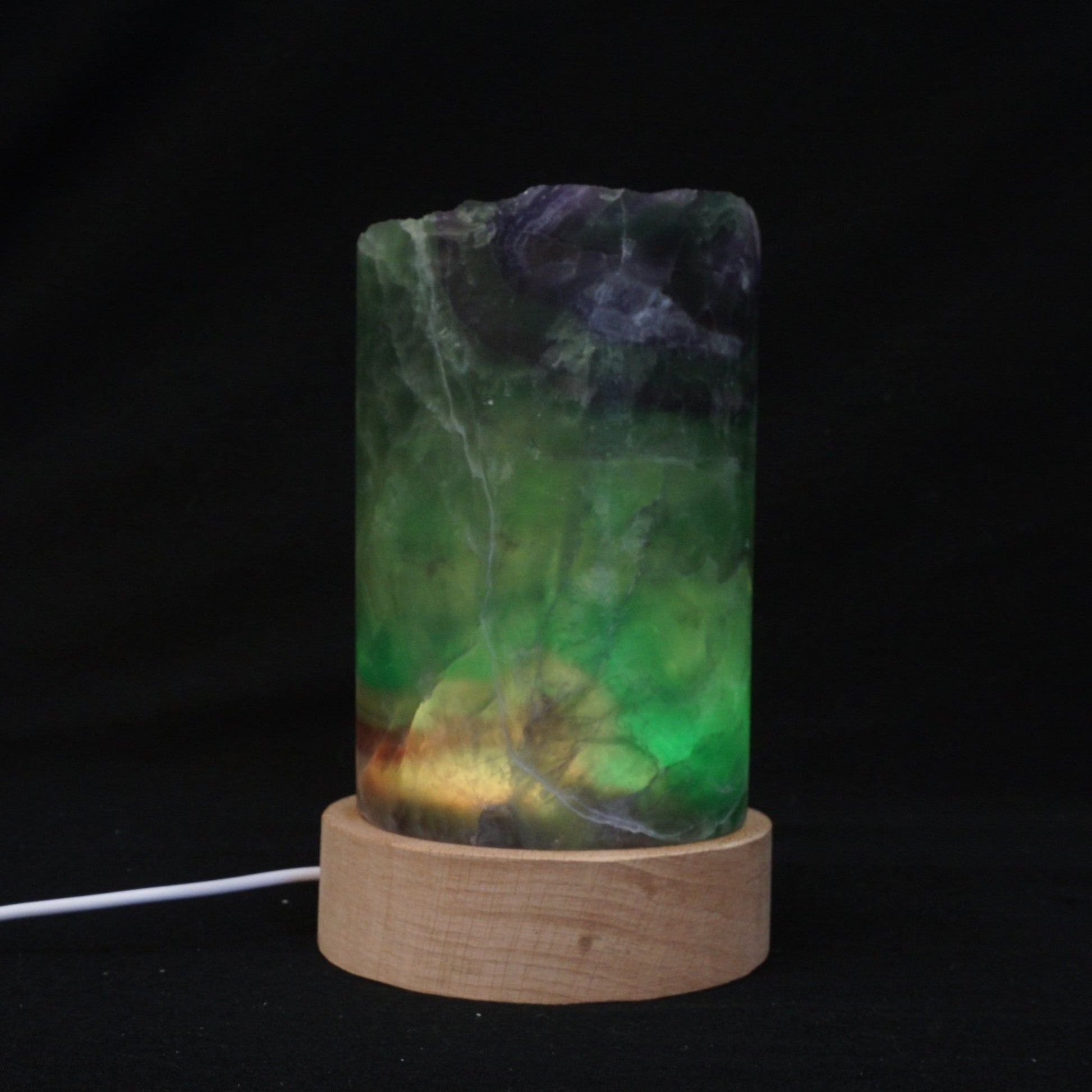 Fluorite Mineral Table Lamp Green Purple