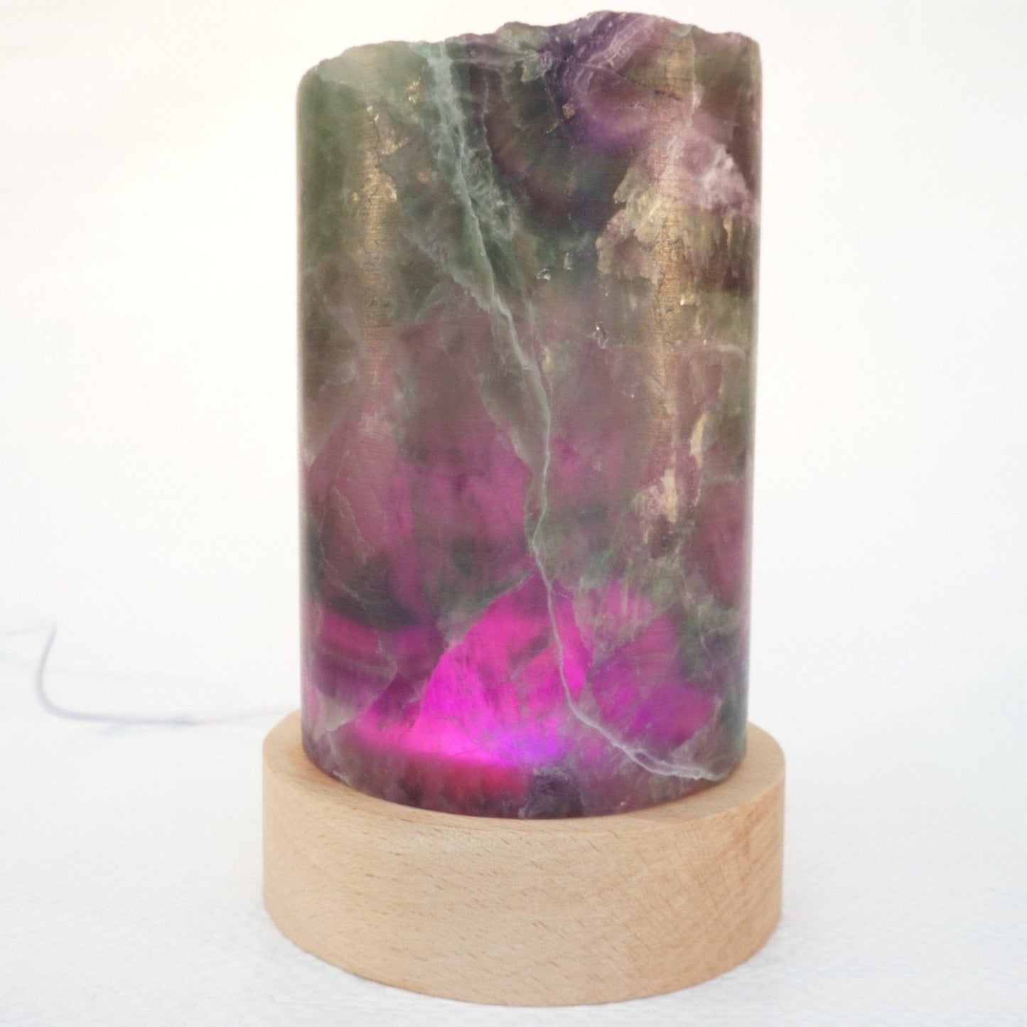 Fluorite Mineral Table Lamp Green Purple