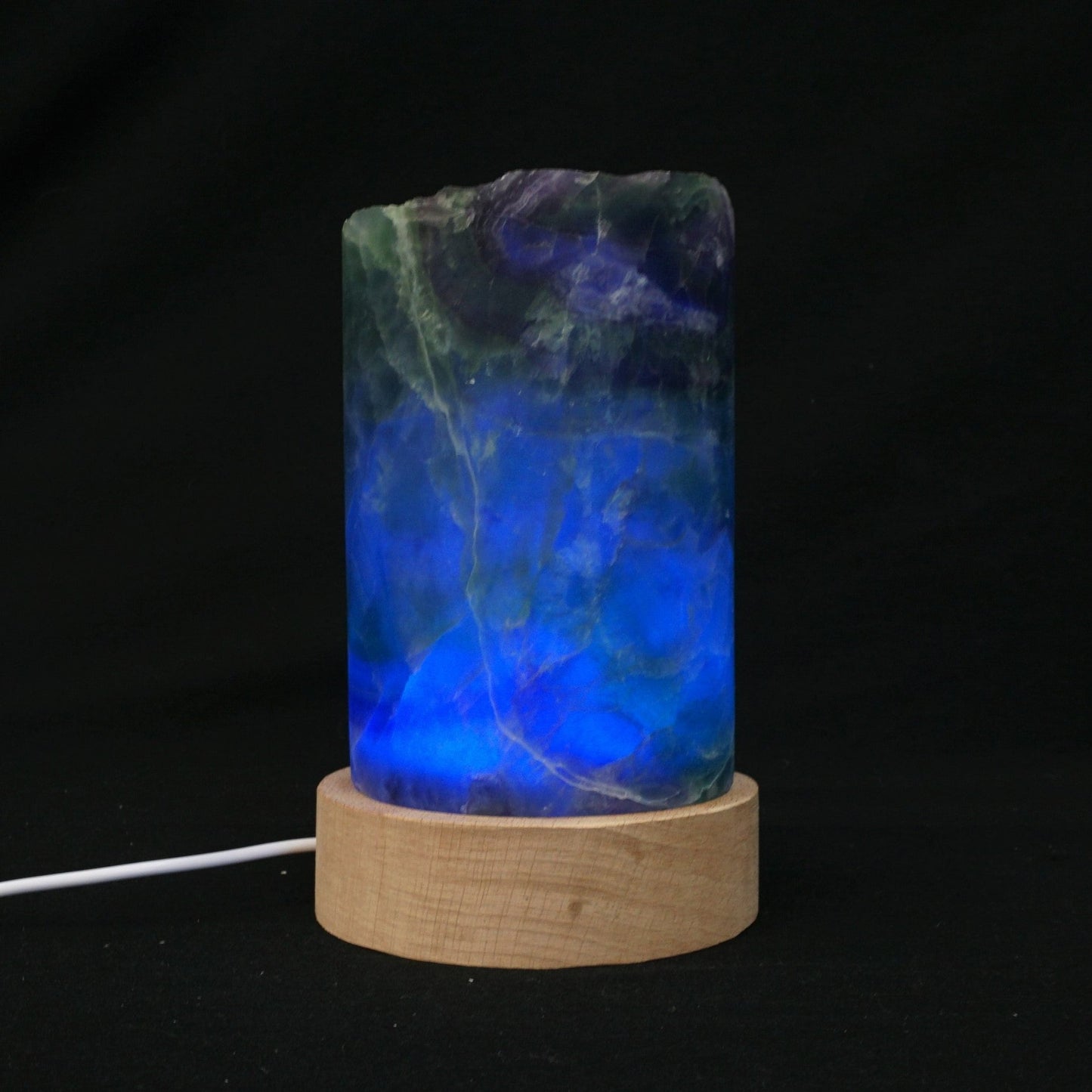 Fluorite Mineral Table Lamp Green Purple