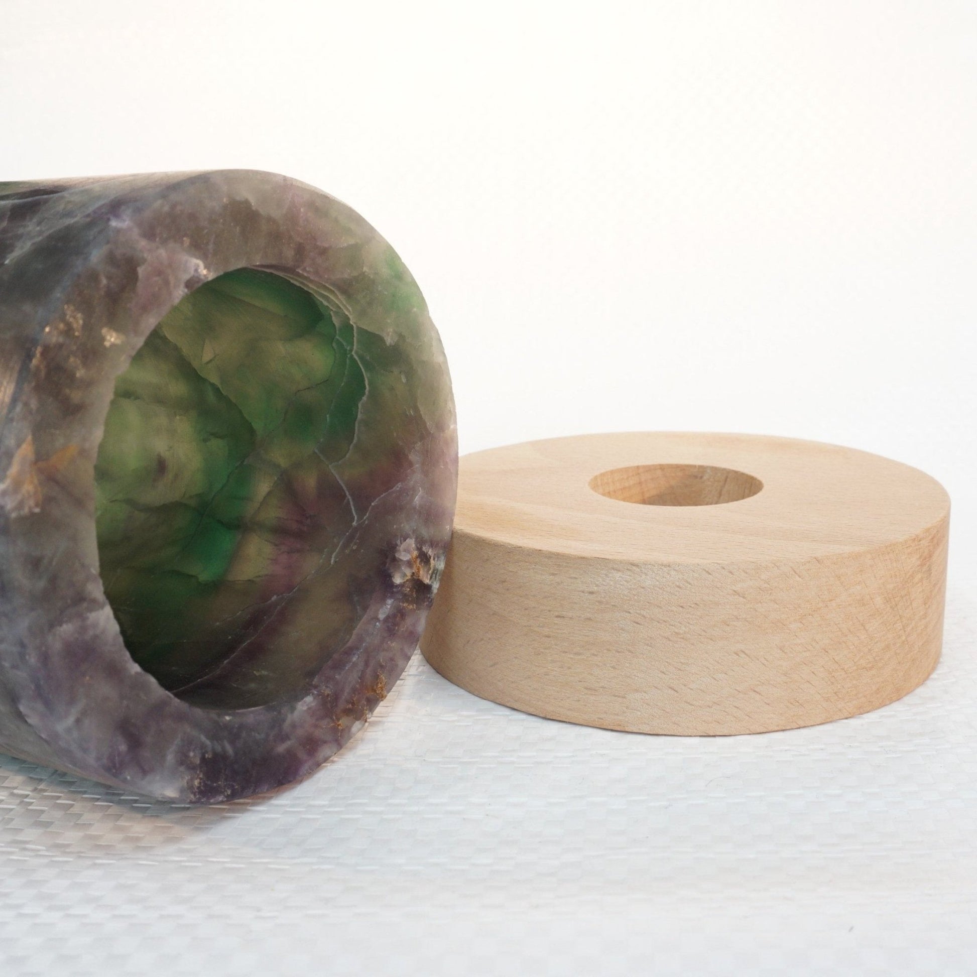 Fluorite Mineral Table Lamp Green Purple