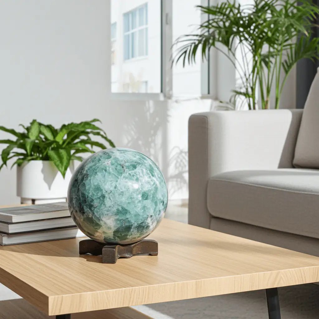 Fluorite Sphere Large 14 Inch Carved Fluorspar
