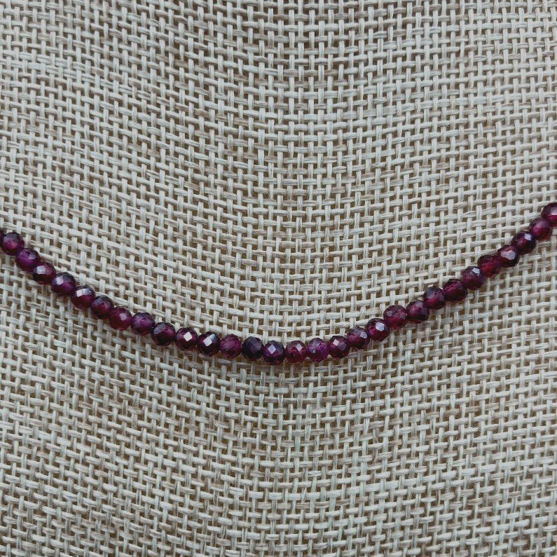 Gemstone Beaded Necklace Garnet Silver Clasp