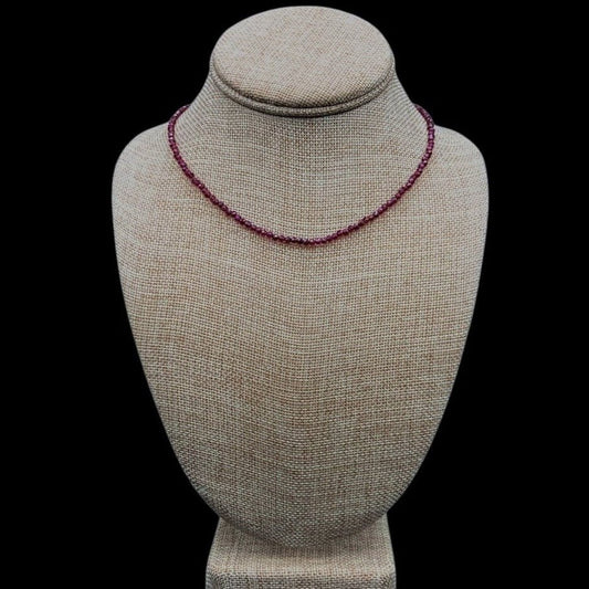 Gemstone Beaded Necklace Garnet Silver Clasp