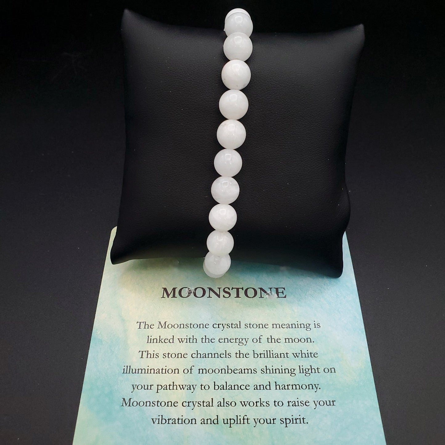 Gemstone Beaded Stretch Bracelet Moonstone Green Phantom