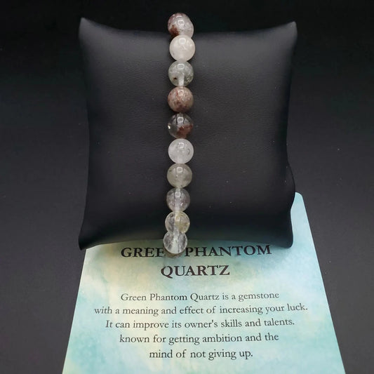 Gemstone Beaded Stretch Bracelet Green Phantom