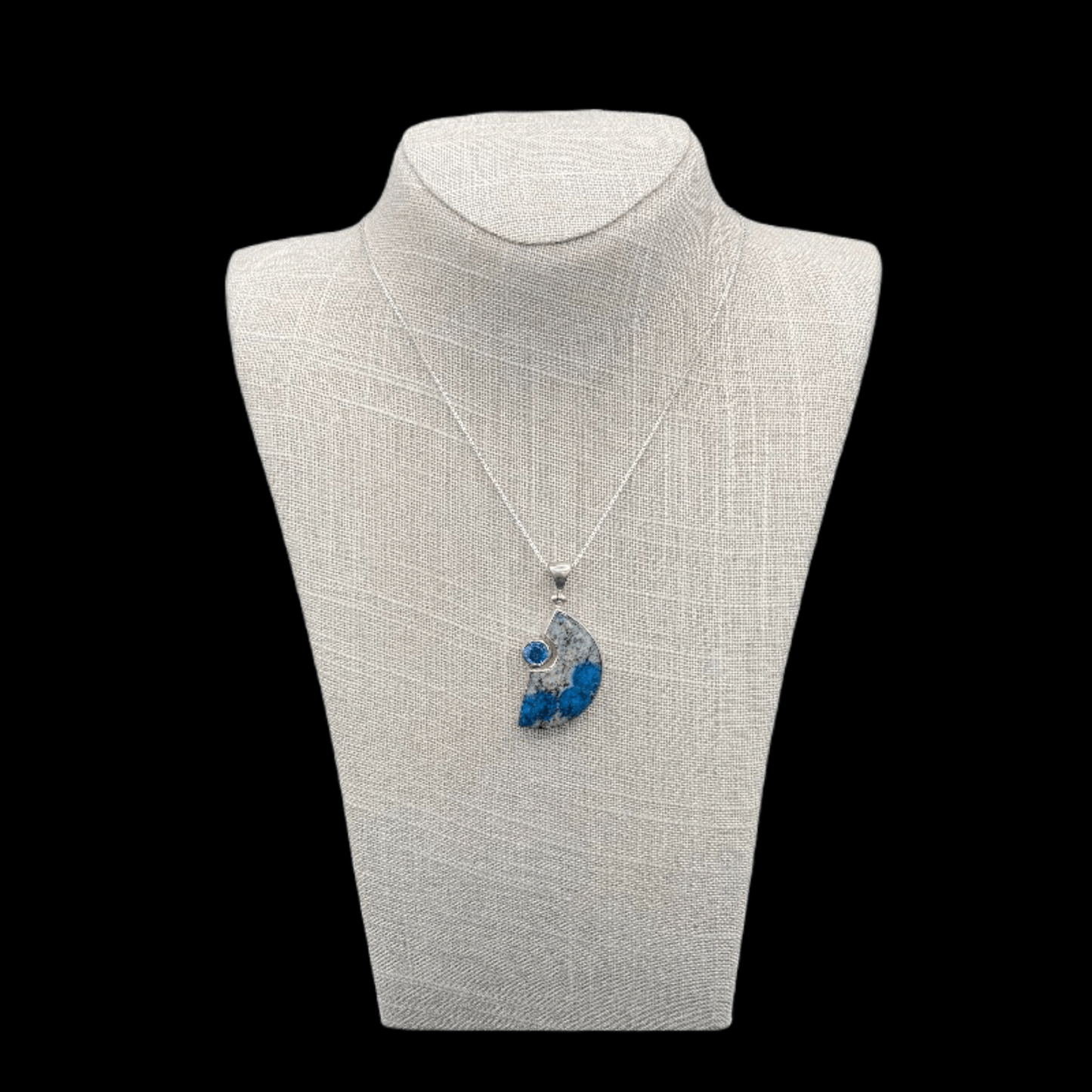 Granite Azurite Necklace Sterling Silver Necklace And Pendant