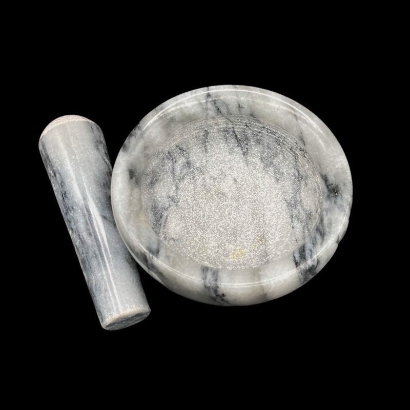 Gray And White Onyx Mortar And Pestle