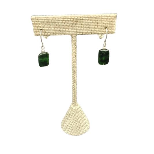 This is the front view of these dark green Jade earrings