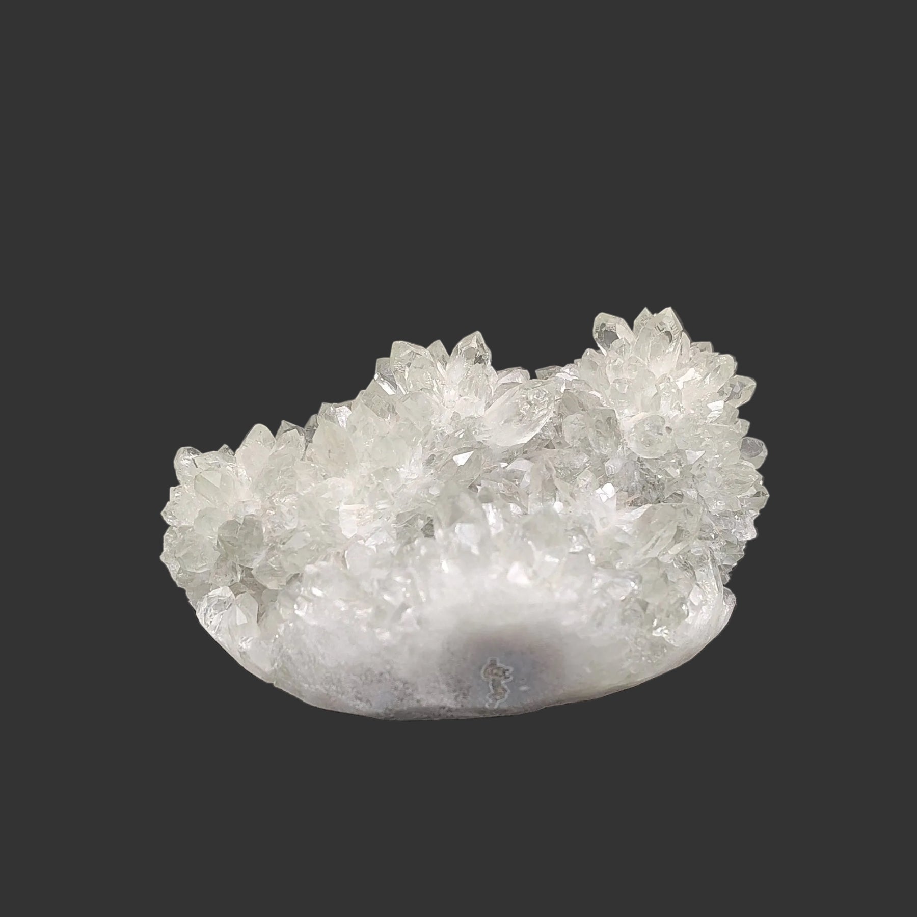 This is the front view of this Anandalite Quartz specimen, covered in sage green crystals.