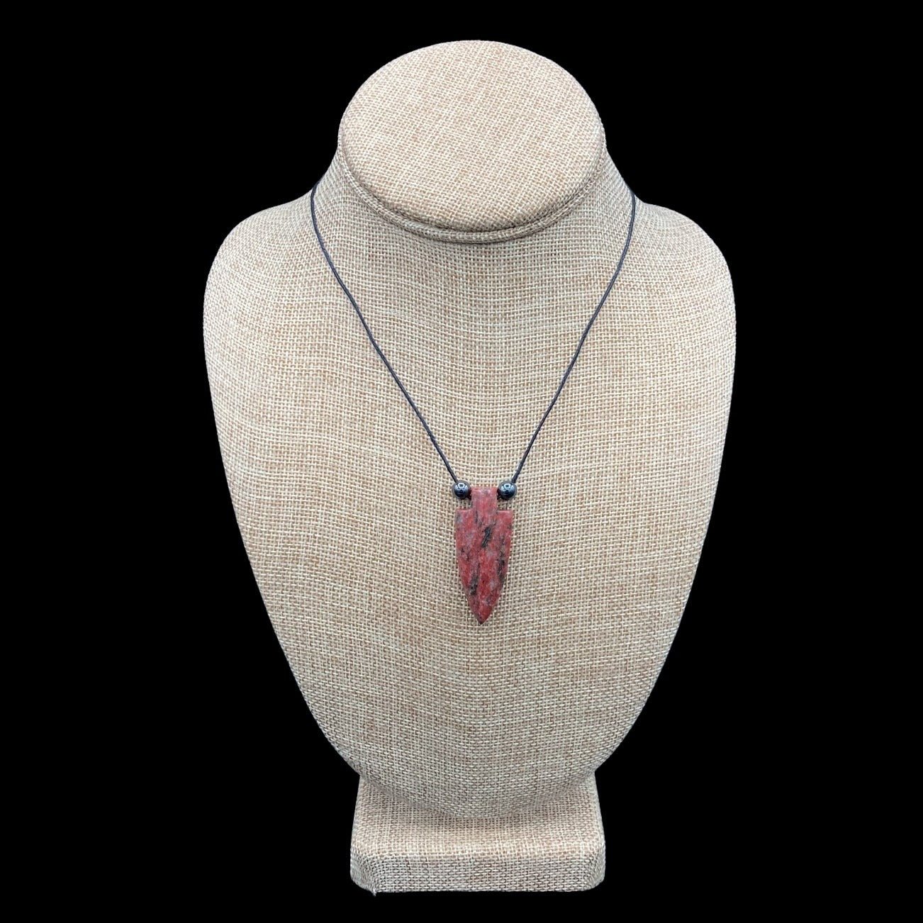 Hand Carved And Polished Red Japser Arrowhead Necklace