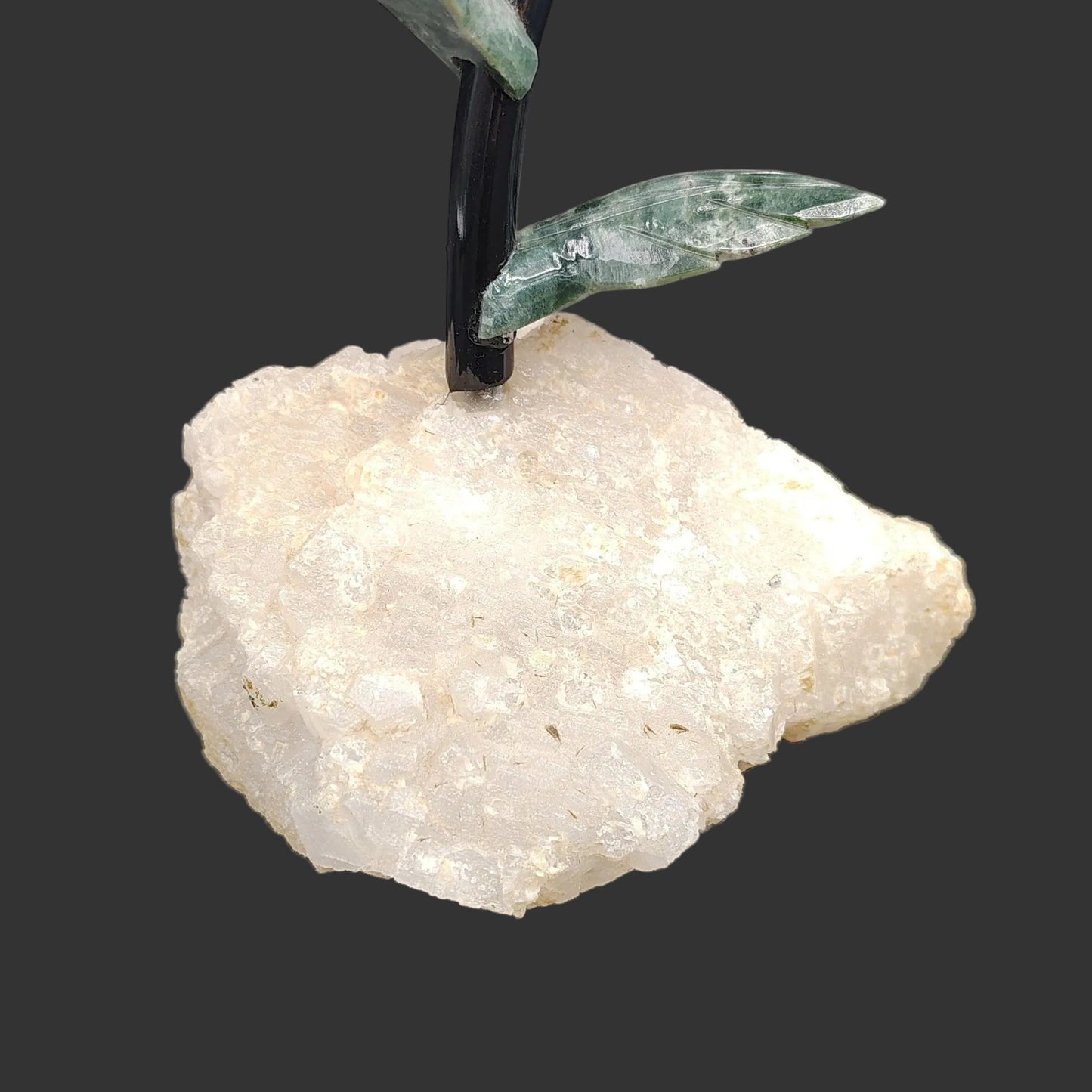 This is a close up of the milky quartz crystal base.