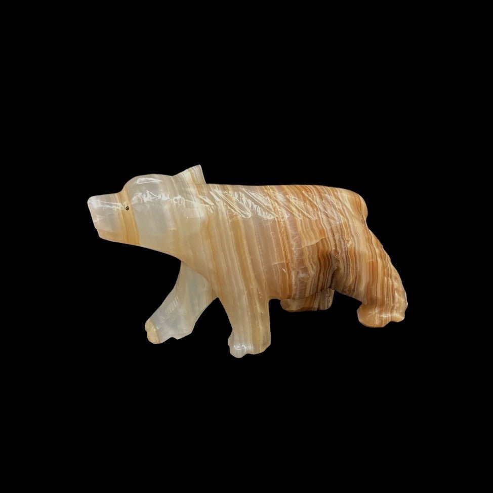 Hand Carved Onyx Bear figurine Home Decor