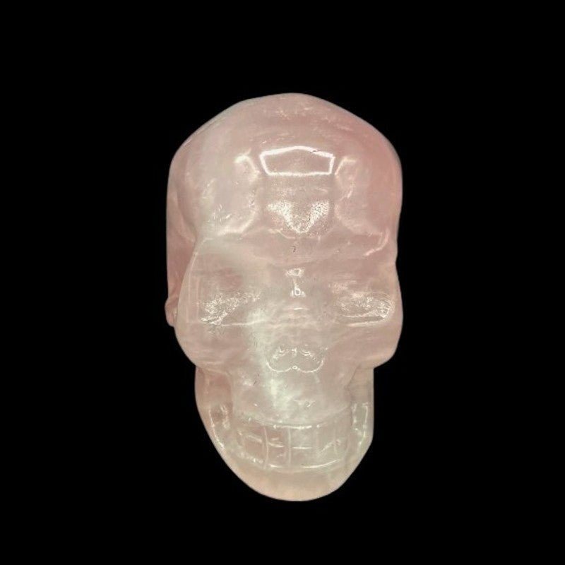 Hand Carved Rose Quartz Skull Figurine