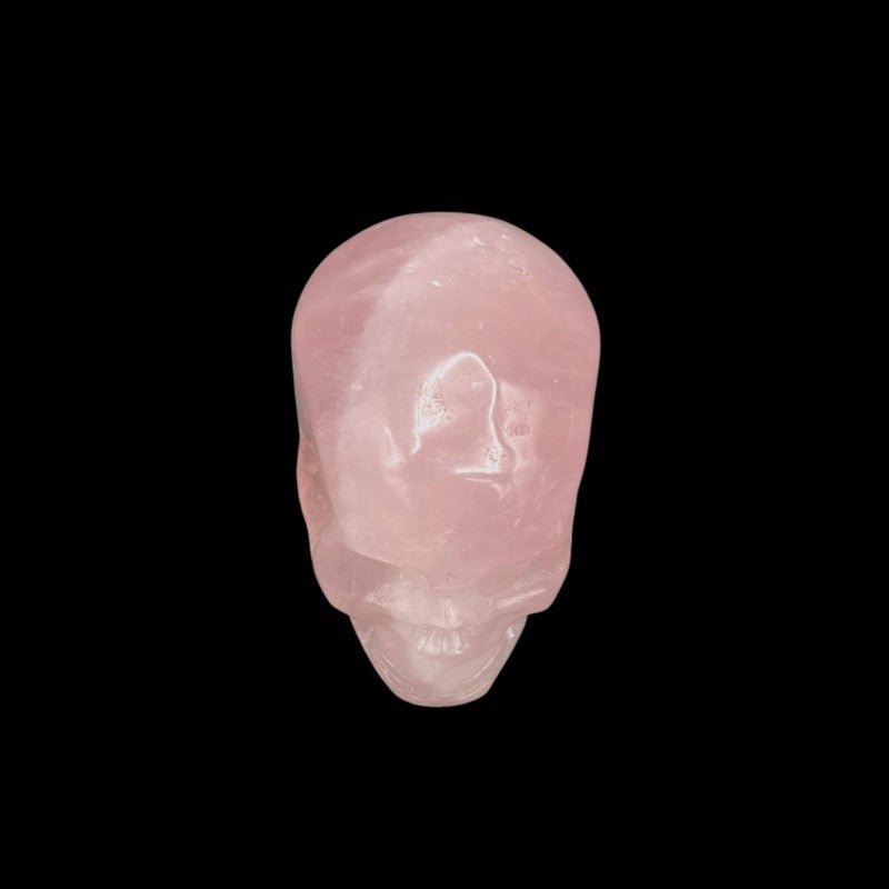 Hand Carved Rose Quartz Skull Figurine