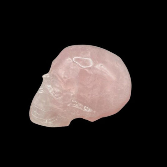 Hand Carved Rose Quartz Skull Figurine