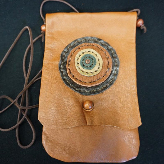 Handmade Tan Leather Crossbody Cellphone Bag