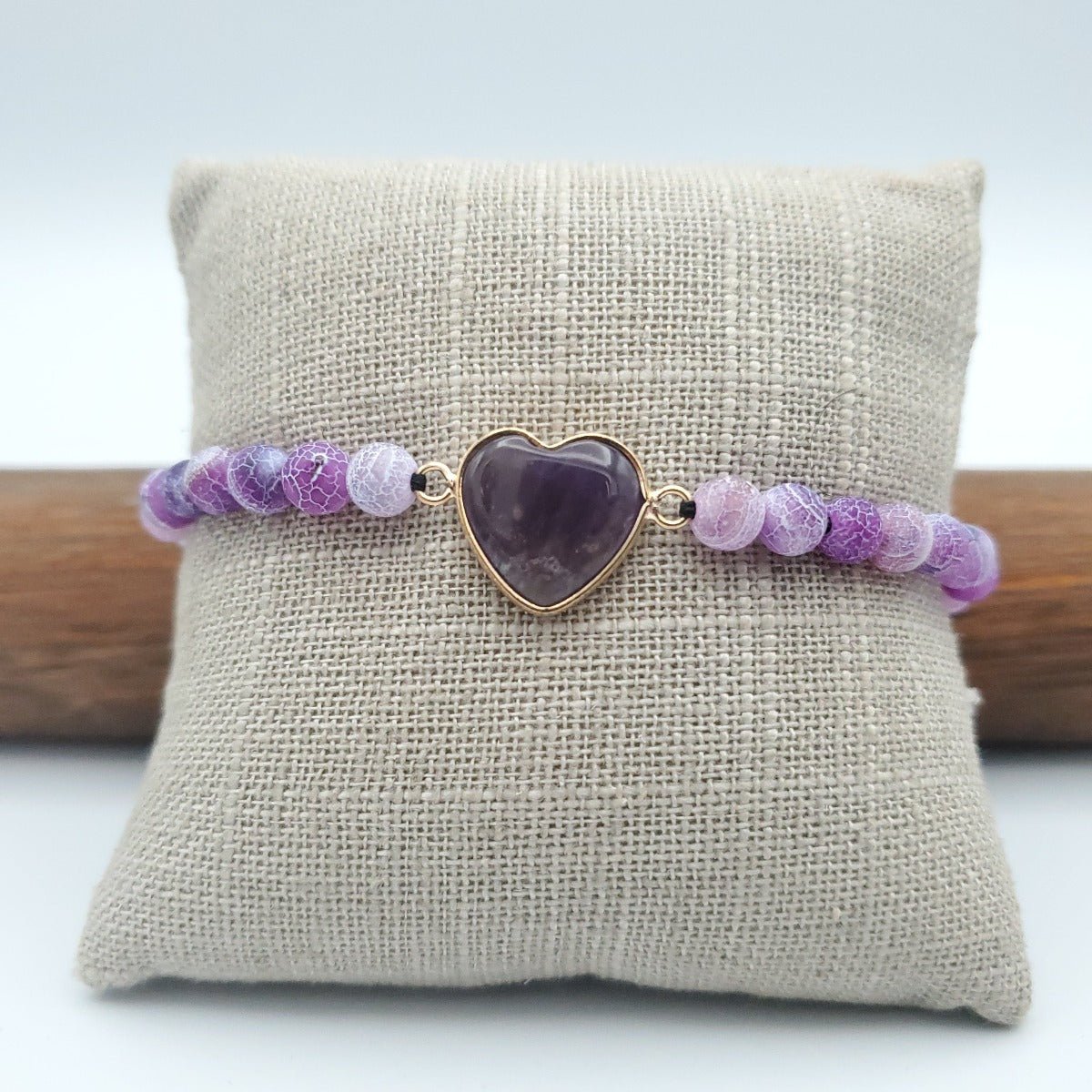 Heart Jasper Beaded Bracelet Adjustable