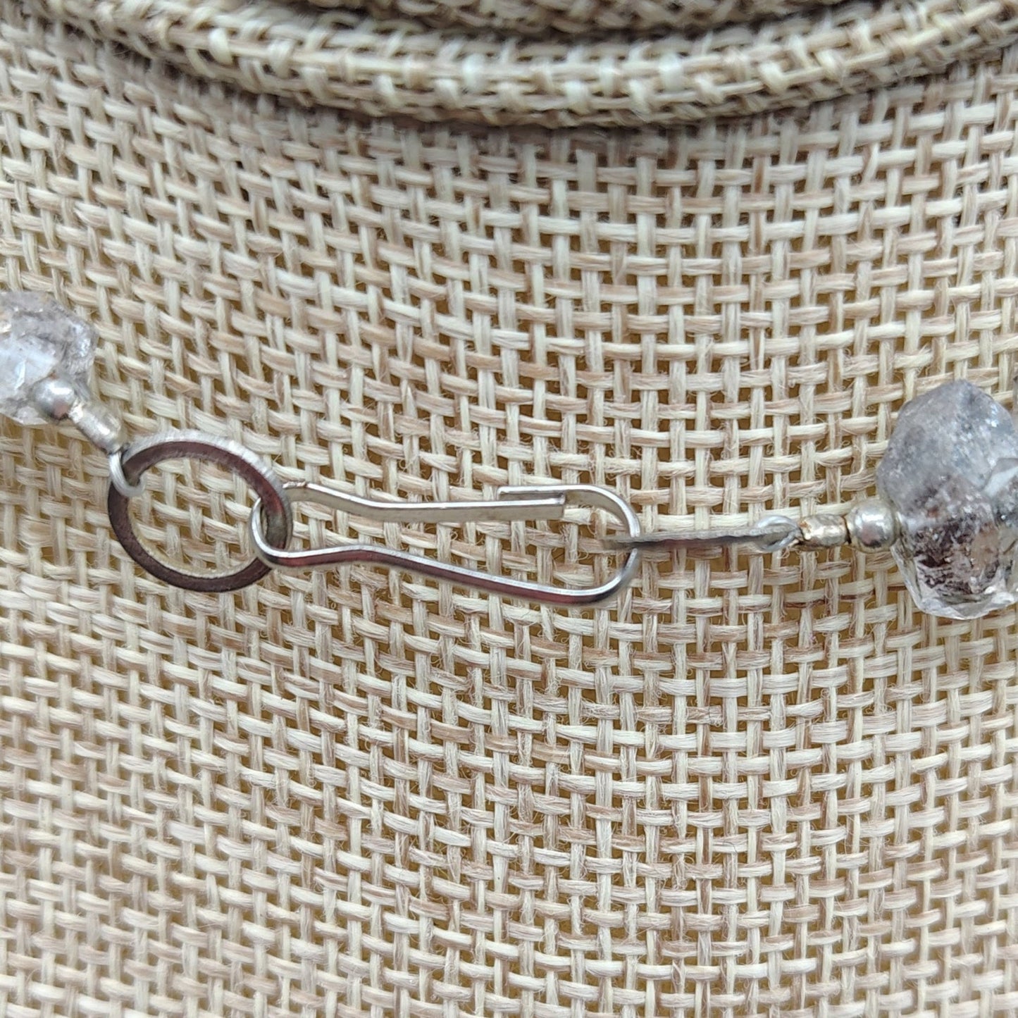 This is a close up of the clasp on this Herkimer diamond necklace.