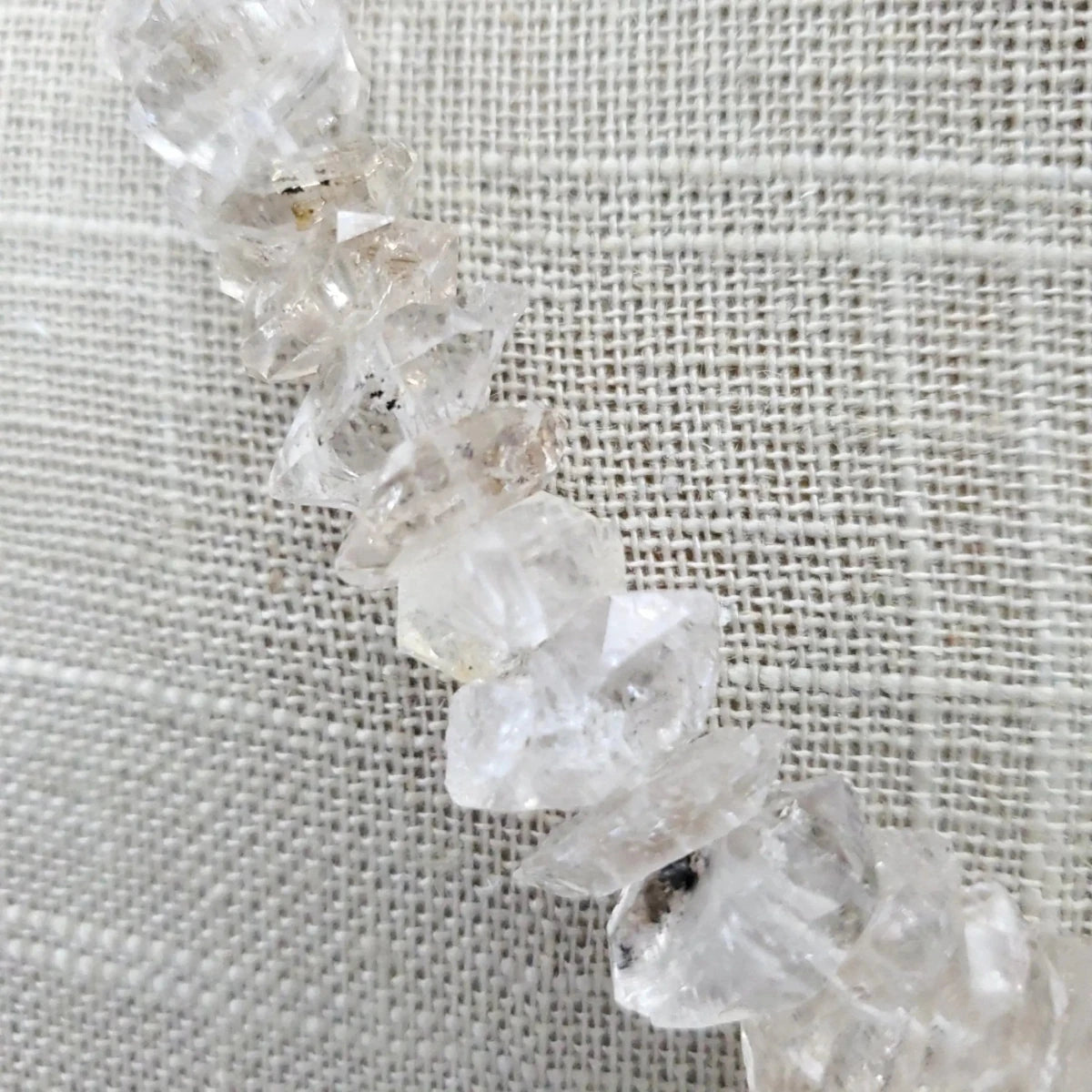 Herkimer Diamond Necklace 16 Inch Large Stones Light Salt And Pepper