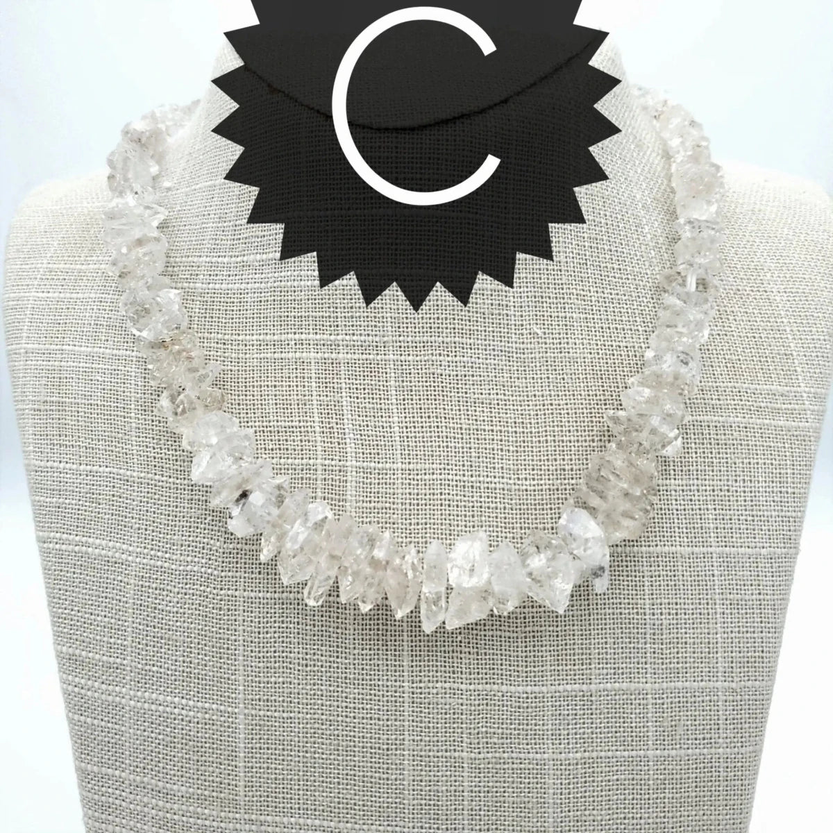 Herkimer Diamond Necklace 16 Inch Large Stones Light Salt And Pepper