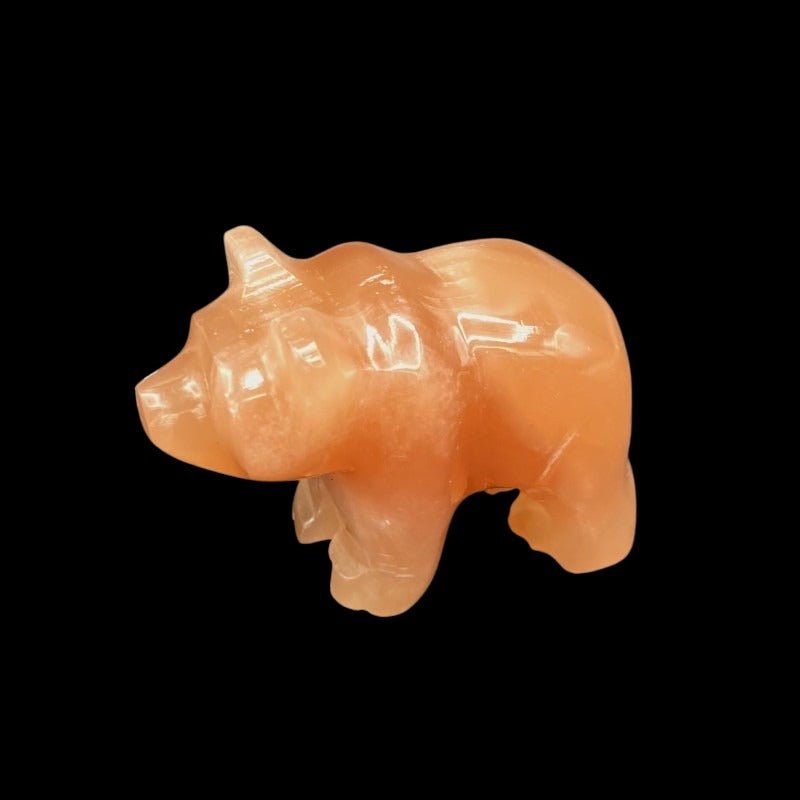 Honey Calcite Carved Bear Figurine