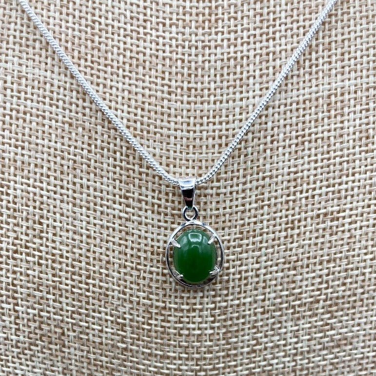 Jade Silver Pendant Green Jade Pendant Necklace