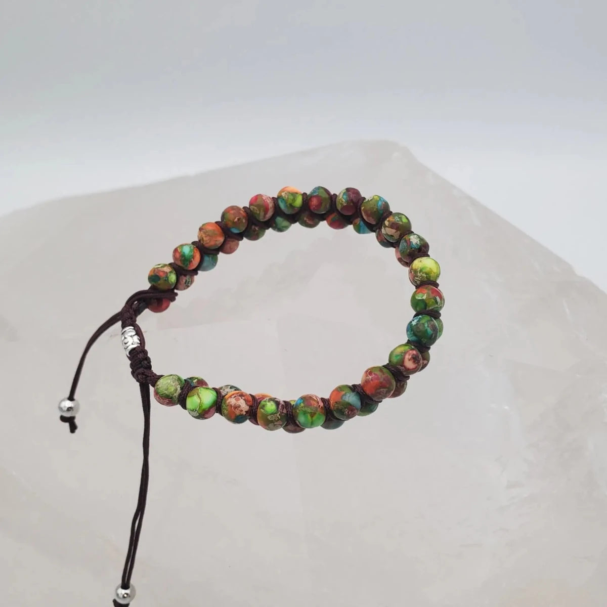Multi color Jasper Double Beaded Bracelet Adjustable