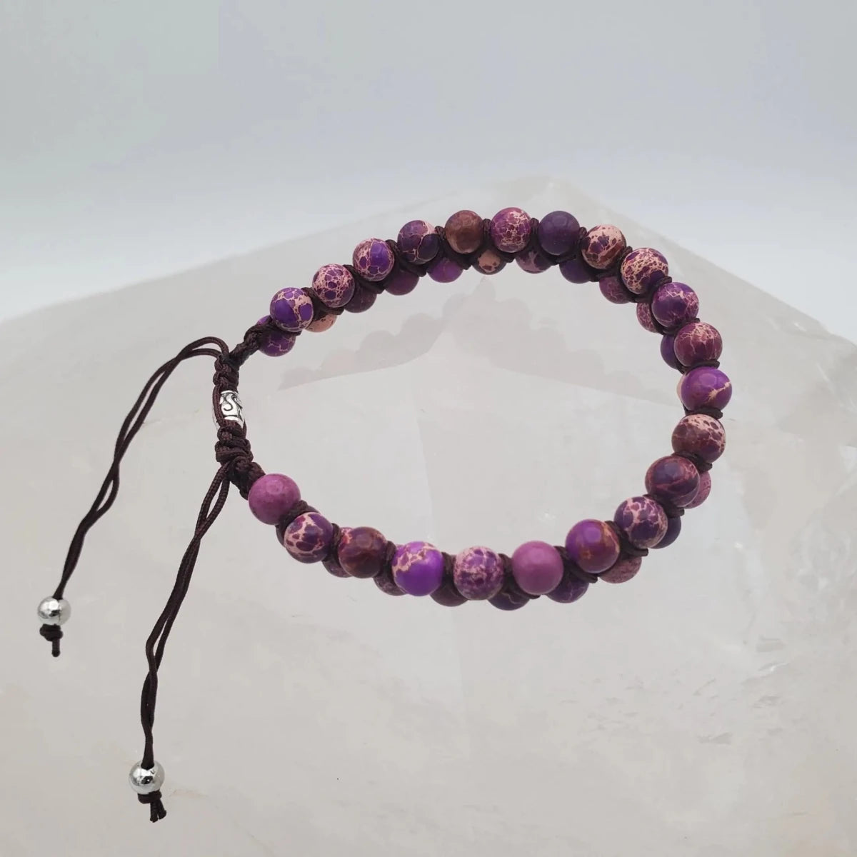 Purple Jasper Double Beaded Bracelet Adjustable