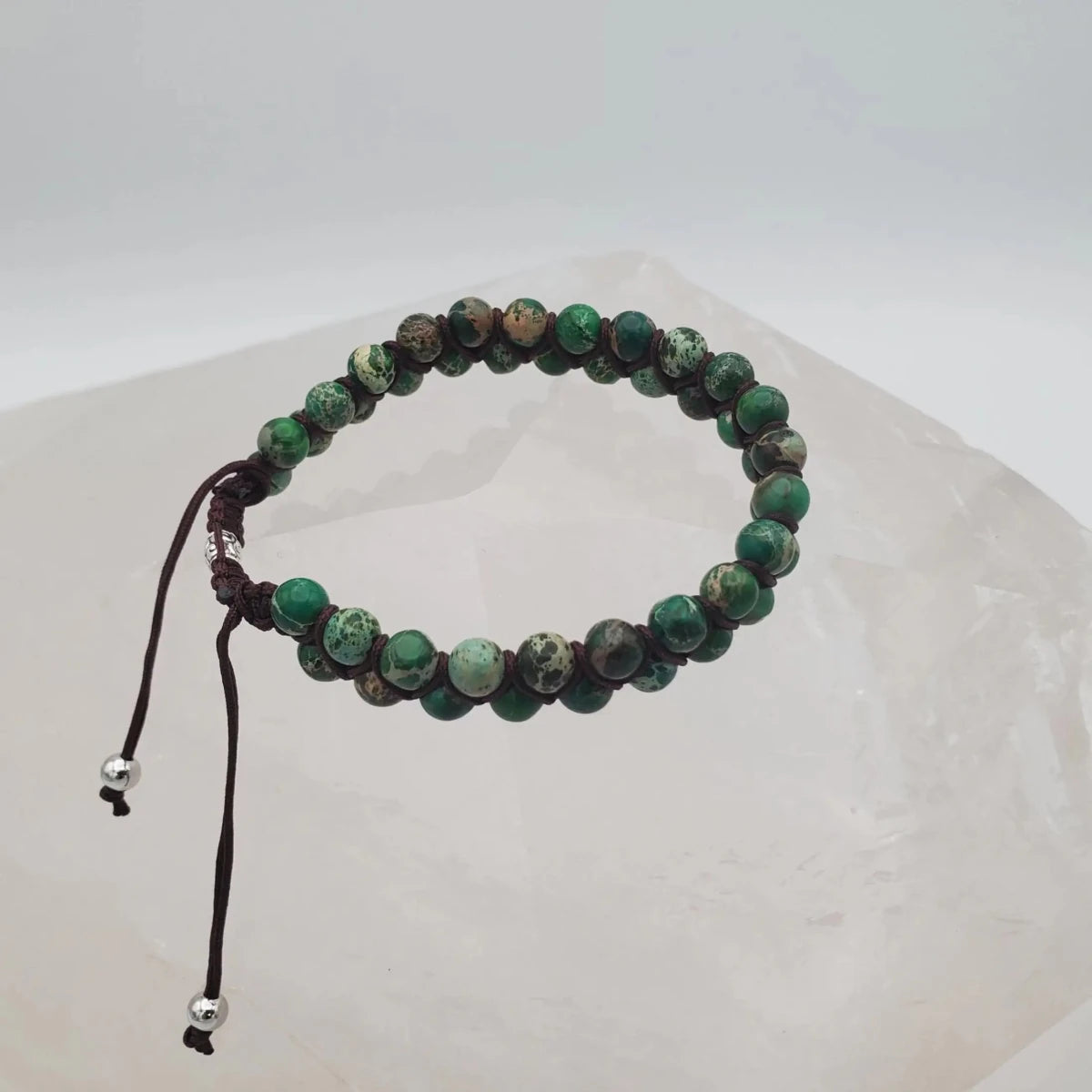 Green Jasper Double Beaded Bracelet Adjustable