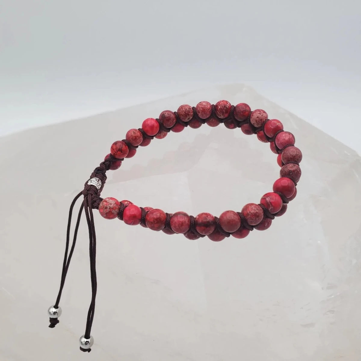 Red Jasper Double Beaded Bracelet Adjustable