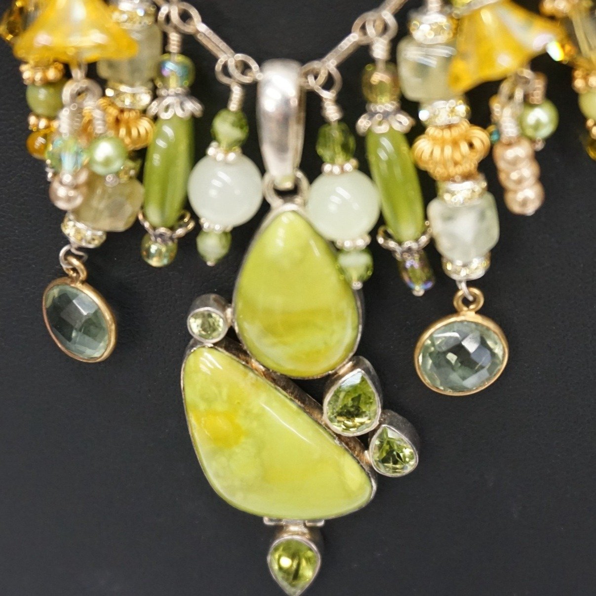 Jewelry Multiple Genuine Stone Necklace Peridot Lemon Quartz Cher Anderson