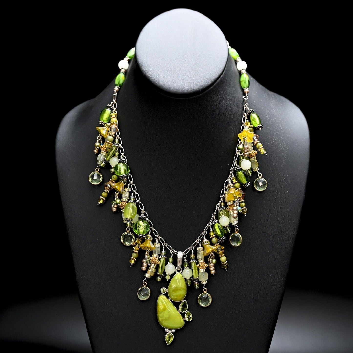 Jewelry Multiple Genuine Stone Necklace Peridot Lemon Quartz Cher Anderson