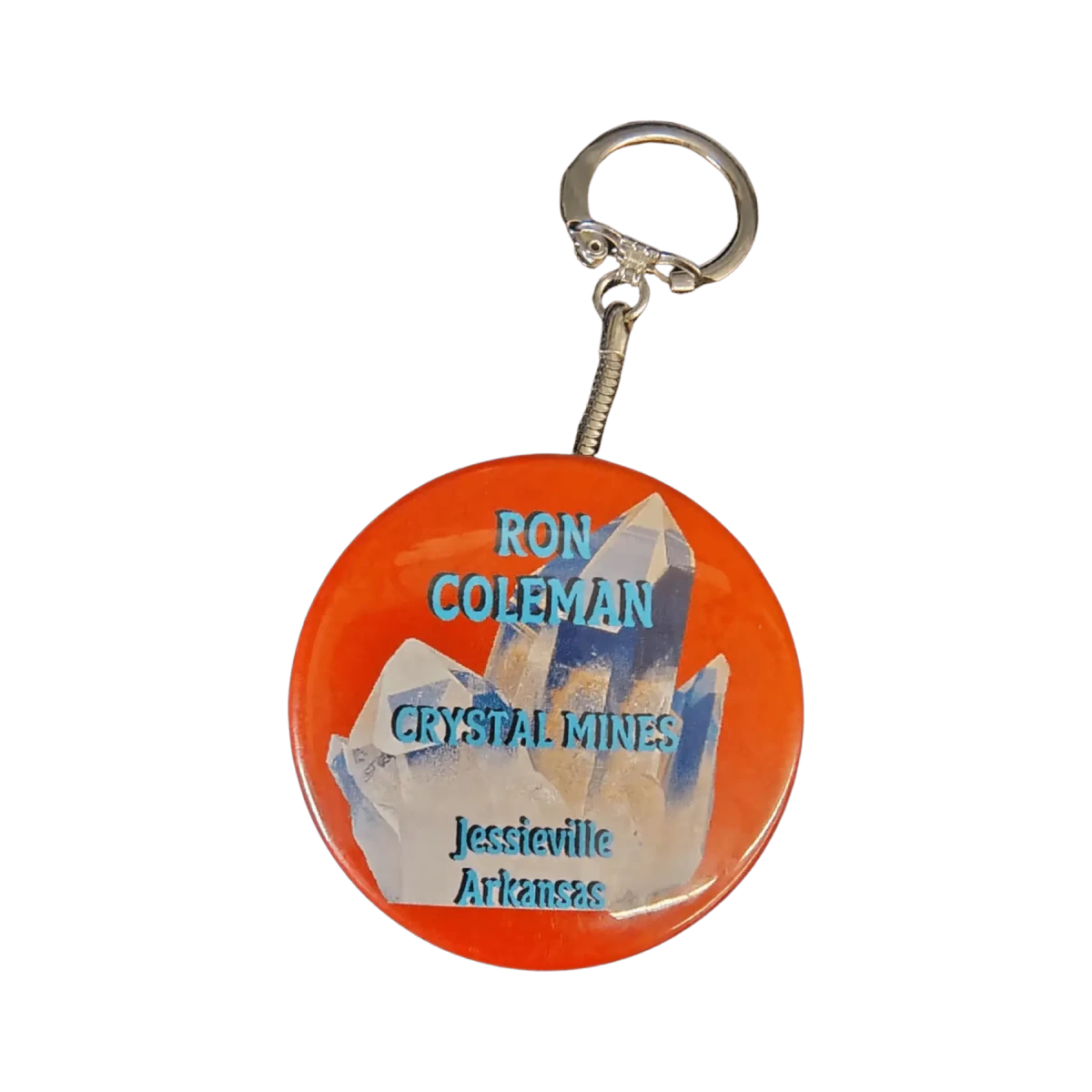 This is the front side of this orange Ron Coleman mining keychain.