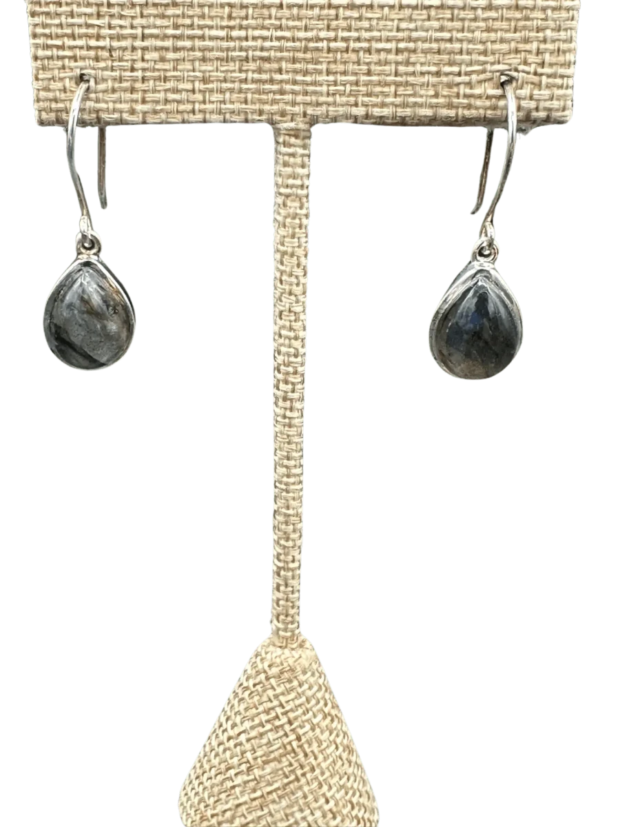 Labradorite Drop Earrings Pierced Sterling Silver
