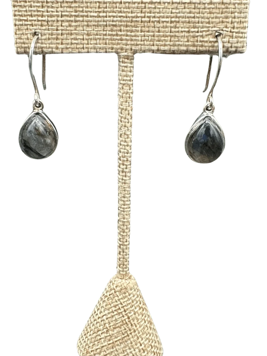 Labradorite Drop Earrings Pierced Sterling Silver