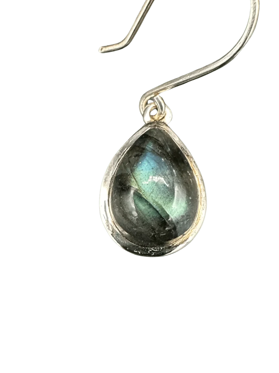 Labradorite Earrings Pierced Sterling Silver