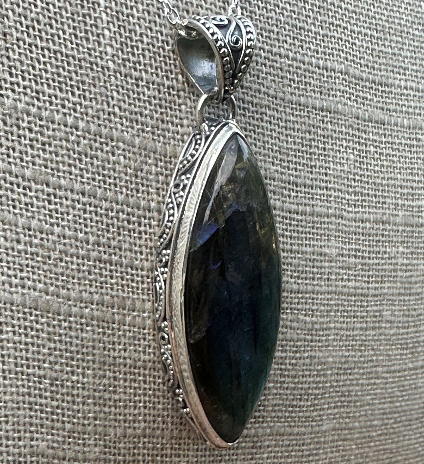 Labradorite Pendant Sterling Marquise Shape