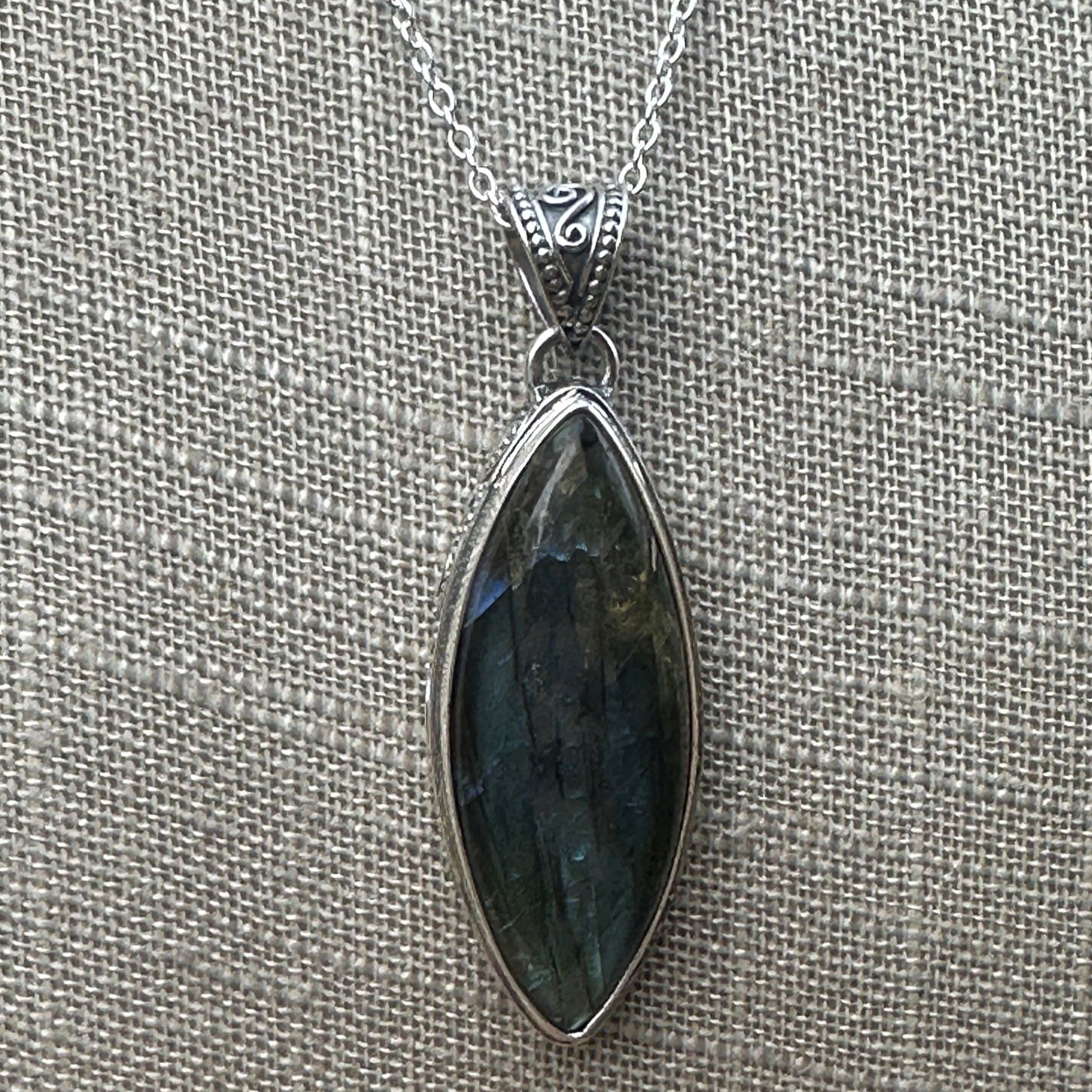 Labradorite Pendant Sterling Marquise Shape